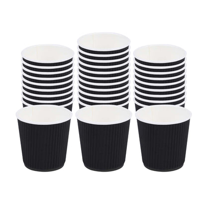 Restpresso 4 oz Black Paper Coffee Cup - Ripple Wall - 2 1/2" x 2 1/2" x 2 1/4" - 25 count box