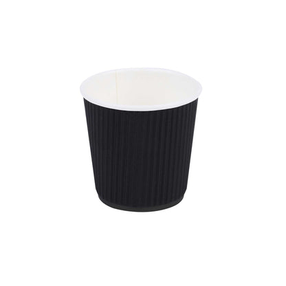 Restpresso 4 oz Black Paper Coffee Cup - Ripple Wall - 2 1/2" x 2 1/2" x 2 1/4" - 500 count box