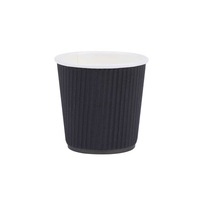 Restpresso 4 oz Black Paper Coffee Cup - Ripple Wall - 2 1/2" x 2 1/2" x 2 1/4" - 500 count box