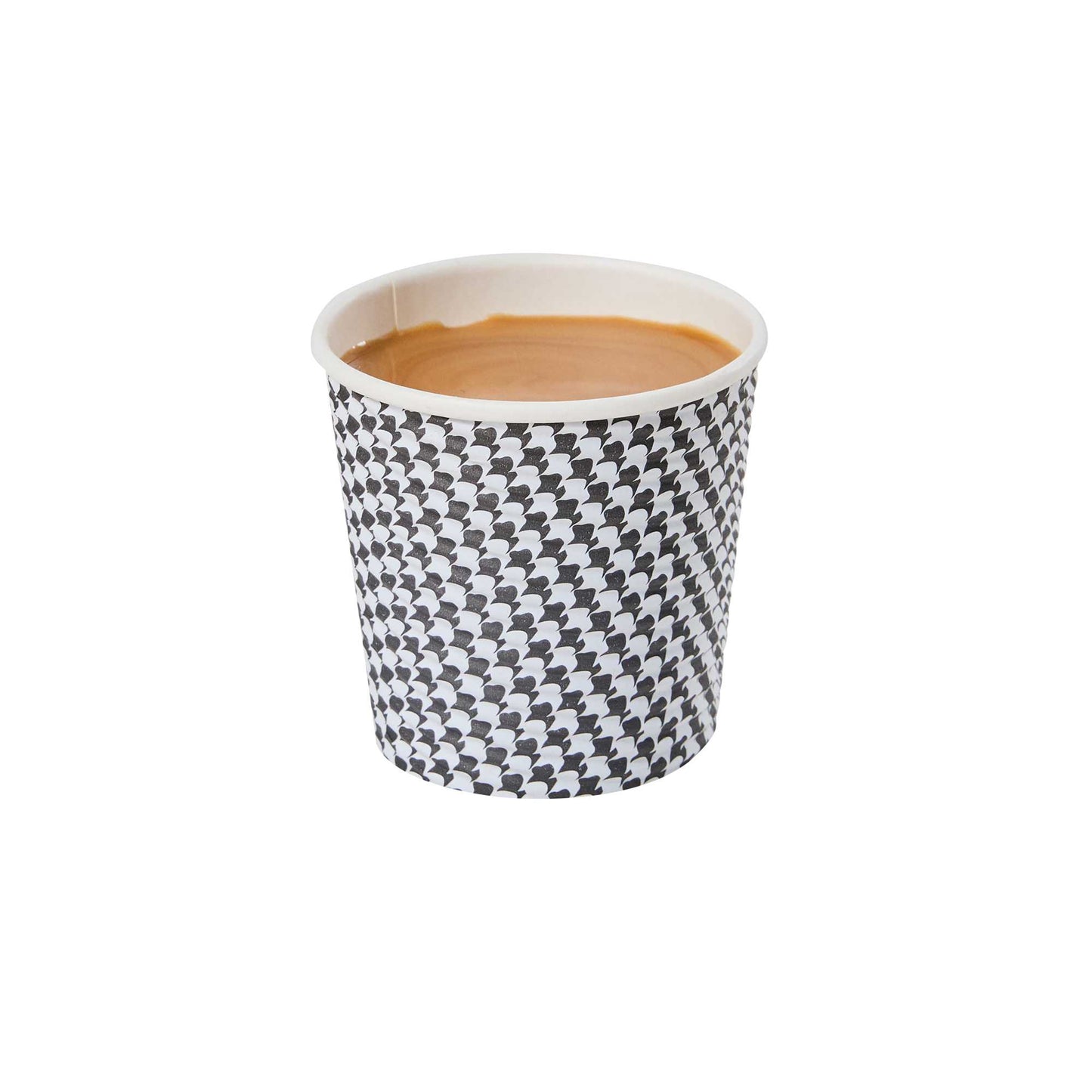 Restpresso 4 oz Houndstooth Paper Coffee Cup - Spiral Wall - 2 1/2" x 2 1/2" x 2 1/4" - 25 count box