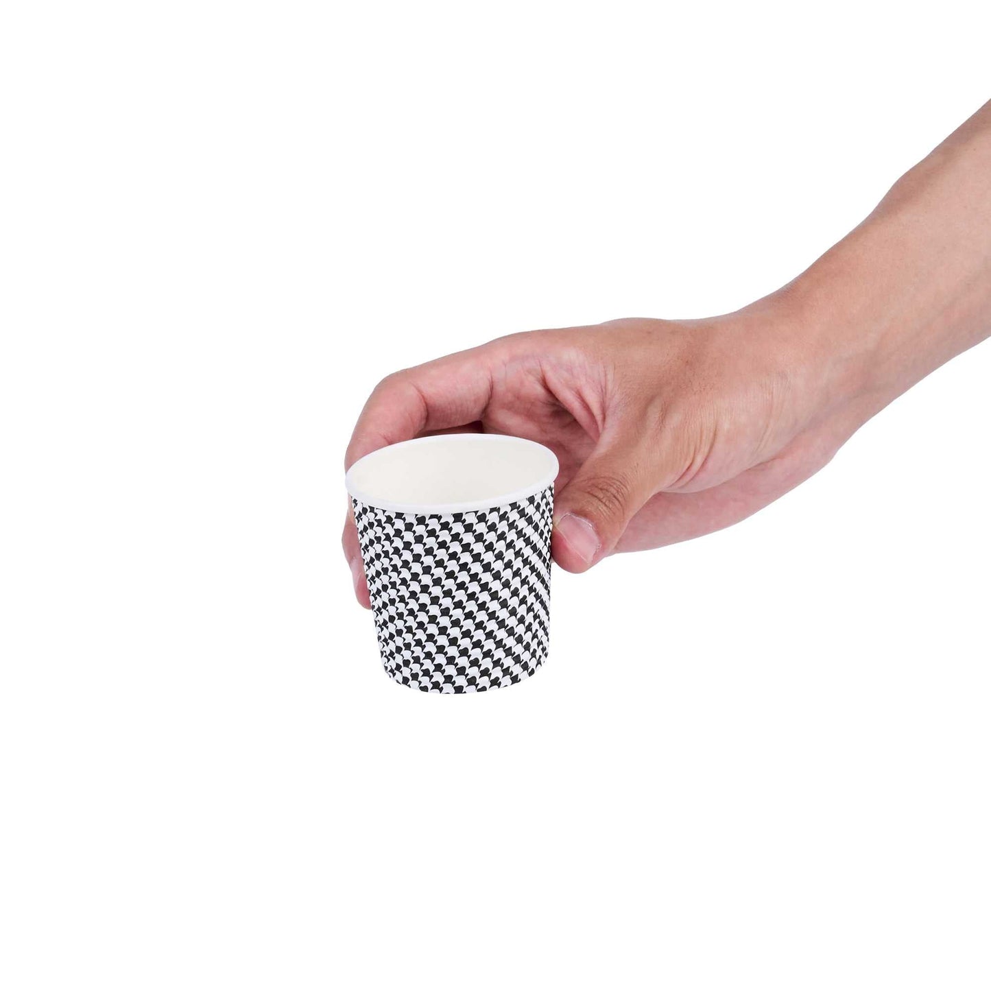Restpresso 4 oz Houndstooth Paper Coffee Cup - Spiral Wall - 2 1/2" x 2 1/2" x 2 1/4" - 25 count box
