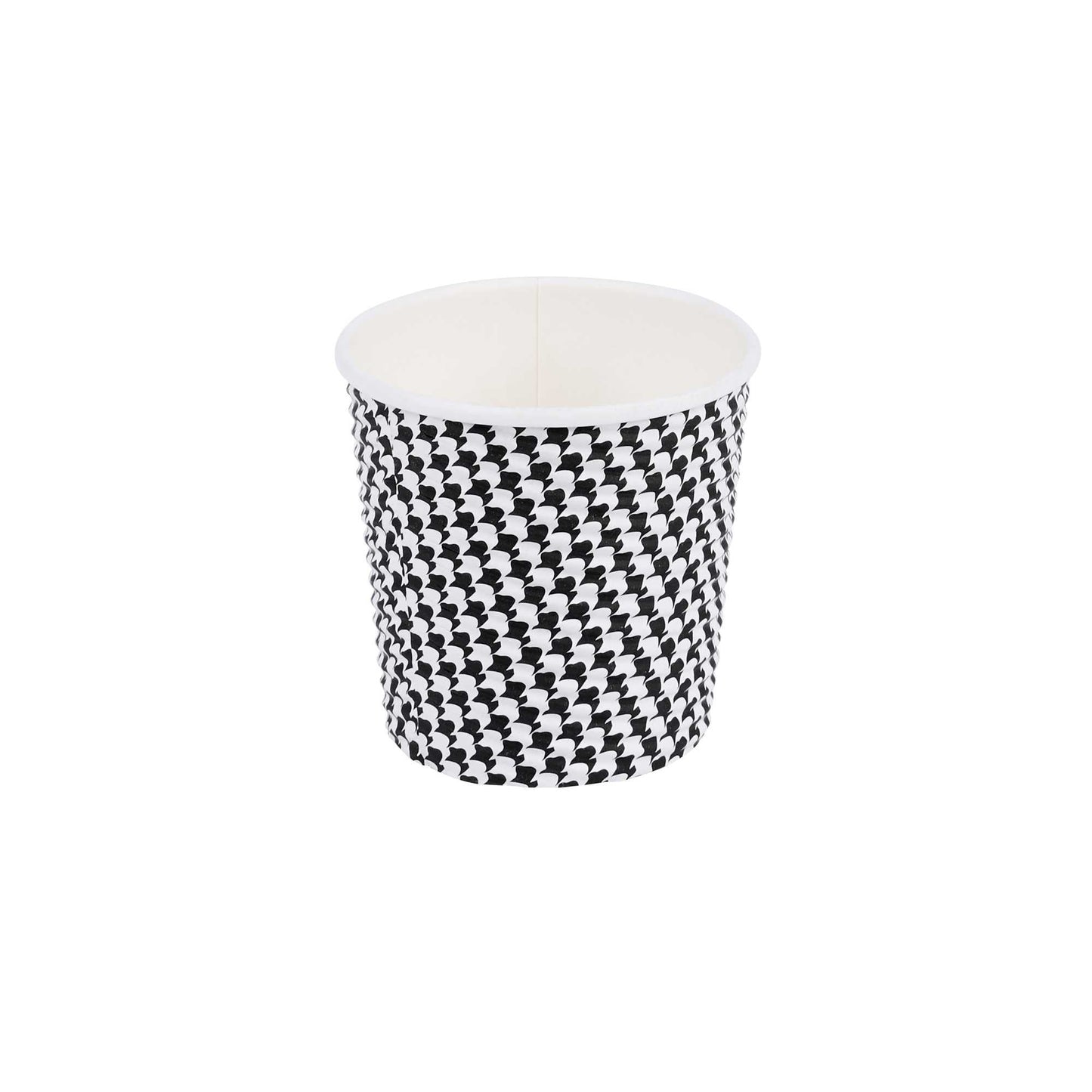 Restpresso 4 oz Houndstooth Paper Coffee Cup - Spiral Wall - 2 1/2" x 2 1/2" x 2 1/4" - 25 count box