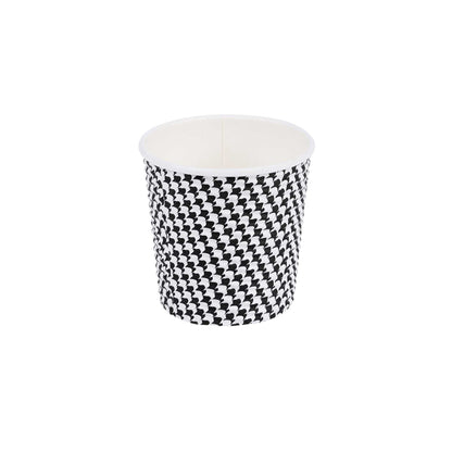 Restpresso 4 oz Houndstooth Paper Coffee Cup - Spiral Wall - 2 1/2" x 2 1/2" x 2 1/4" - 25 count box