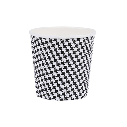 Restpresso 4 oz Houndstooth Paper Coffee Cup - Spiral Wall - 2 1/2" x 2 1/2" x 2 1/4" - 25 count box
