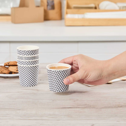 Restpresso 4 oz Houndstooth Paper Coffee Cup - Spiral Wall - 2 1/2" x 2 1/2" x 2 1/4" - 25 count box