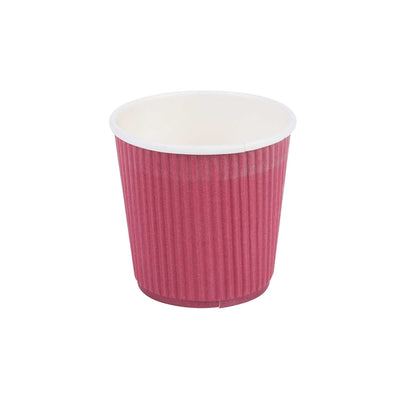 Restpresso 4 oz Crimson Paper Coffee Cup - Ripple Wall - 2 1/2" x 2 1/2" x 2 1/4" - 25 count box