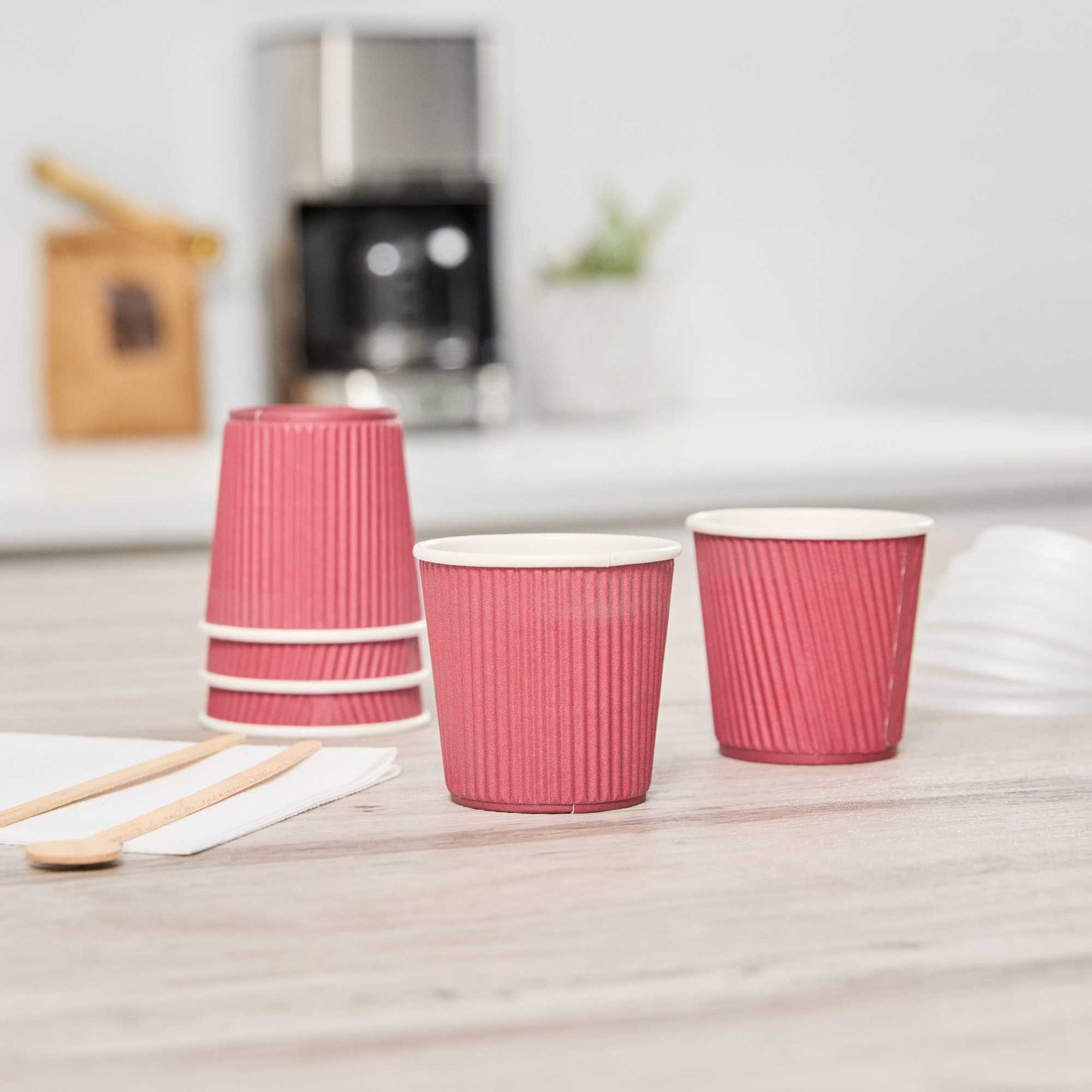 Restpresso 4 oz Crimson Paper Coffee Cup - Ripple Wall - 2 1/2" x 2 1/2" x 2 1/4" - 25 count box