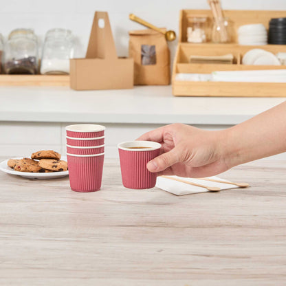 Restpresso 4 oz Crimson Paper Coffee Cup - Ripple Wall - 2 1/2" x 2 1/2" x 2 1/4" - 25 count box