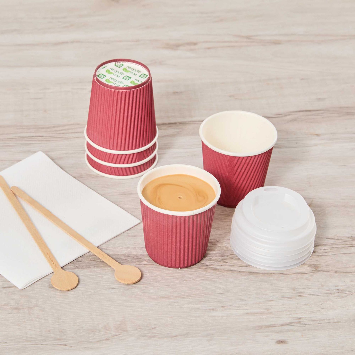 Restpresso 4 oz Crimson Paper Coffee Cup - Ripple Wall - 2 1/2" x 2 1/2" x 2 1/4" - 25 count box