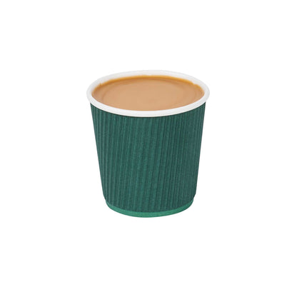 Restpresso 4 oz Forest Green Paper Coffee Cup - Ripple Wall - 2 1/2" x 2 1/2" x 2 1/4" - 500 count box