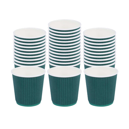 Restpresso 4 oz Forest Green Paper Coffee Cup - Ripple Wall - 2 1/2" x 2 1/2" x 2 1/4" - 500 count box