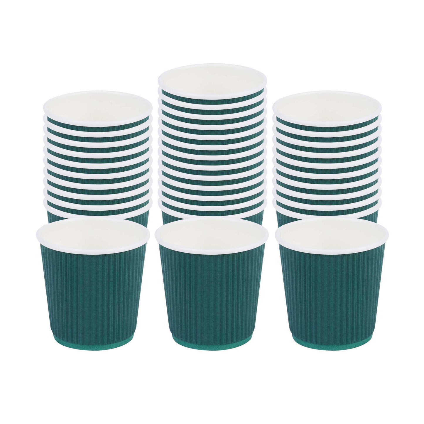 Restpresso 4 oz Forest Green Paper Coffee Cup - Ripple Wall - 2 1/2" x 2 1/2" x 2 1/4" - 25 count box