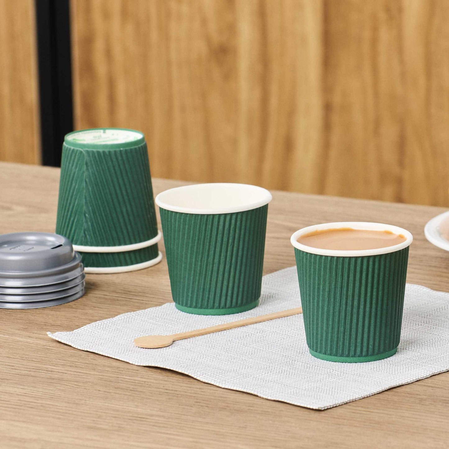 Restpresso 4 oz Forest Green Paper Coffee Cup - Ripple Wall - 2 1/2" x 2 1/2" x 2 1/4" - 25 count box