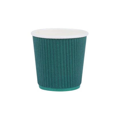 Restpresso 4 oz Forest Green Paper Coffee Cup - Ripple Wall - 2 1/2" x 2 1/2" x 2 1/4" - 25 count box