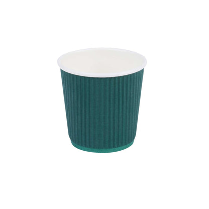 Restpresso 4 oz Forest Green Paper Coffee Cup - Ripple Wall - 2 1/2" x 2 1/2" x 2 1/4" - 500 count box