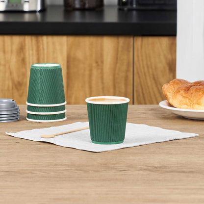 Restpresso 4 oz Forest Green Paper Coffee Cup - Ripple Wall - 2 1/2" x 2 1/2" x 2 1/4" - 500 count box