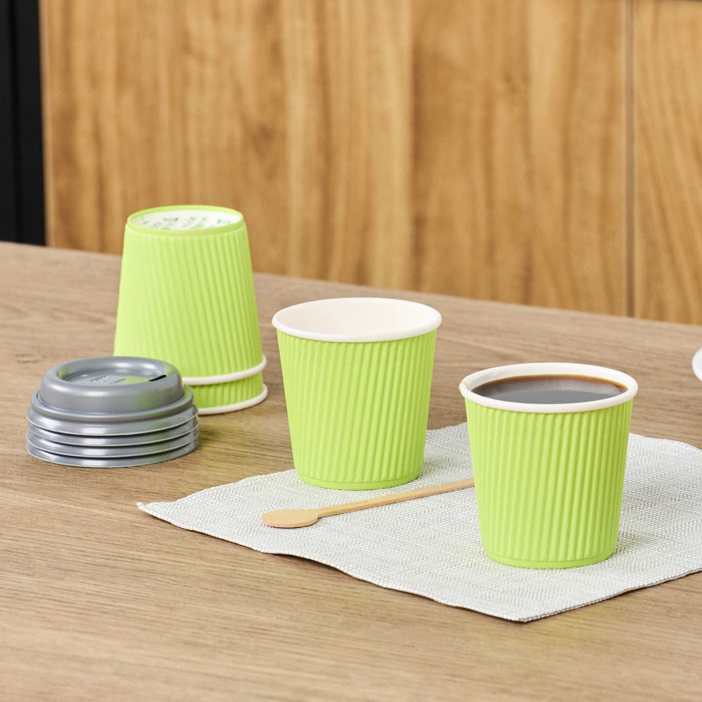 Restpresso 4 oz Eco Green Paper Coffee Cup - Ripple Wall - 2 1/2" x 2 1/2" x 2 1/4" - 25 count box
