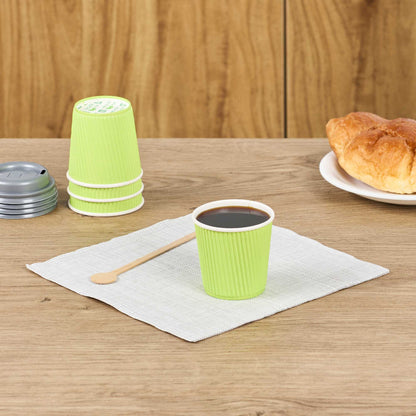 Restpresso 4 oz Eco Green Paper Coffee Cup - Ripple Wall - 2 1/2" x 2 1/2" x 2 1/4" - 25 count box