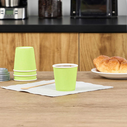 Restpresso 4 oz Eco Green Paper Coffee Cup - Ripple Wall - 2 1/2" x 2 1/2" x 2 1/4" - 25 count box