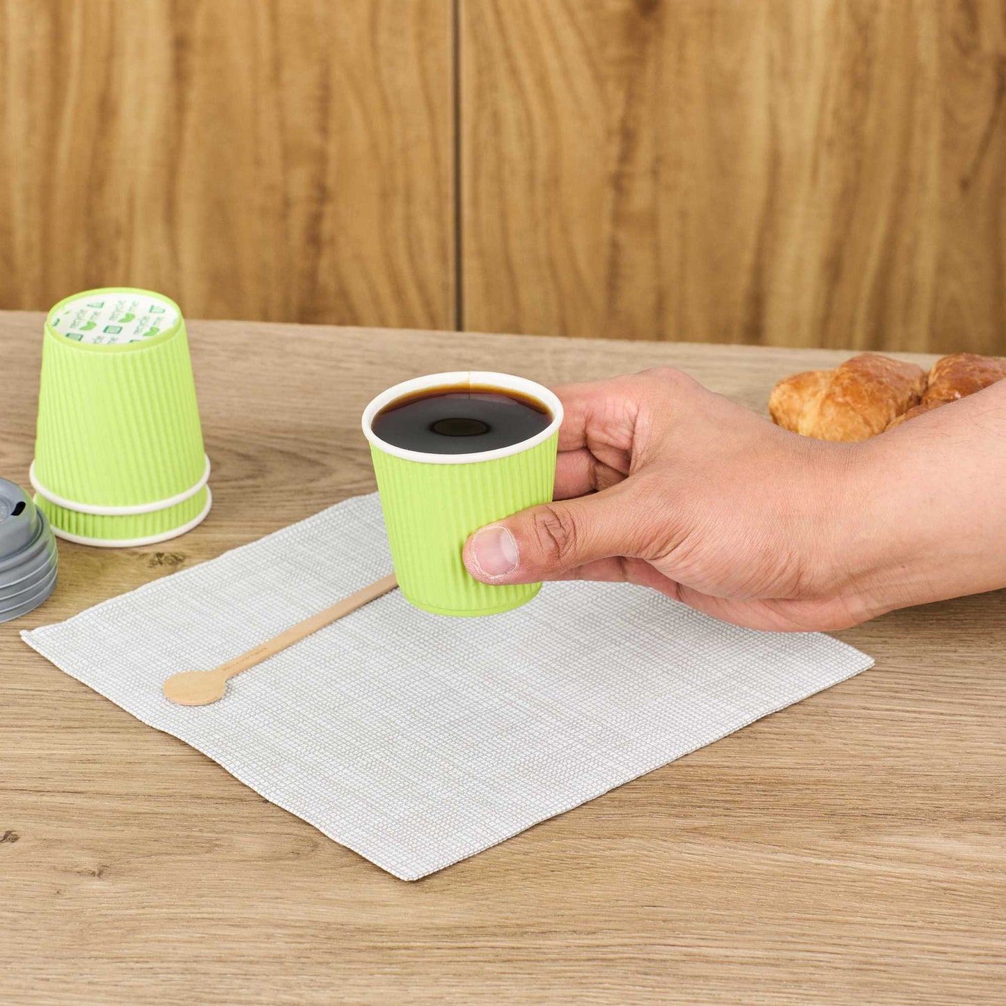 Restpresso 4 oz Eco Green Paper Coffee Cup - Ripple Wall - 2 1/2" x 2 1/2" x 2 1/4" - 500 count box