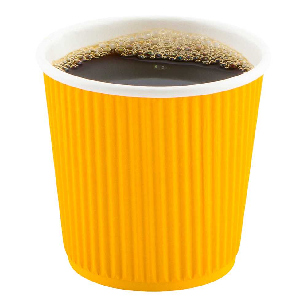 Restpresso 4 oz Yellow Paper Coffee Cup - Ripple Wall - 2 1/2" x 2 1/2" x 2 1/4" - 500 count box