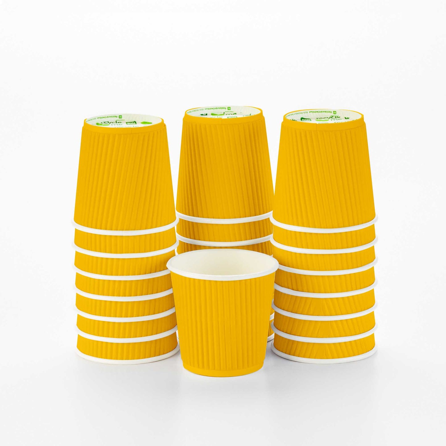 Restpresso 4 oz Yellow Paper Coffee Cup - Ripple Wall - 2 1/2" x 2 1/2" x 2 1/4" - 25 count box