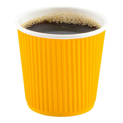 Restpresso 4 oz Yellow Paper Coffee Cup - Ripple Wall - 2 1/2" x 2 1/2" x 2 1/4" - 25 count box