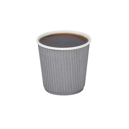 Restpresso 4 oz Gray Paper Coffee Cup - Ripple Wall - 2 1/2" x 2 1/2" x 2 1/4" - 25 count box