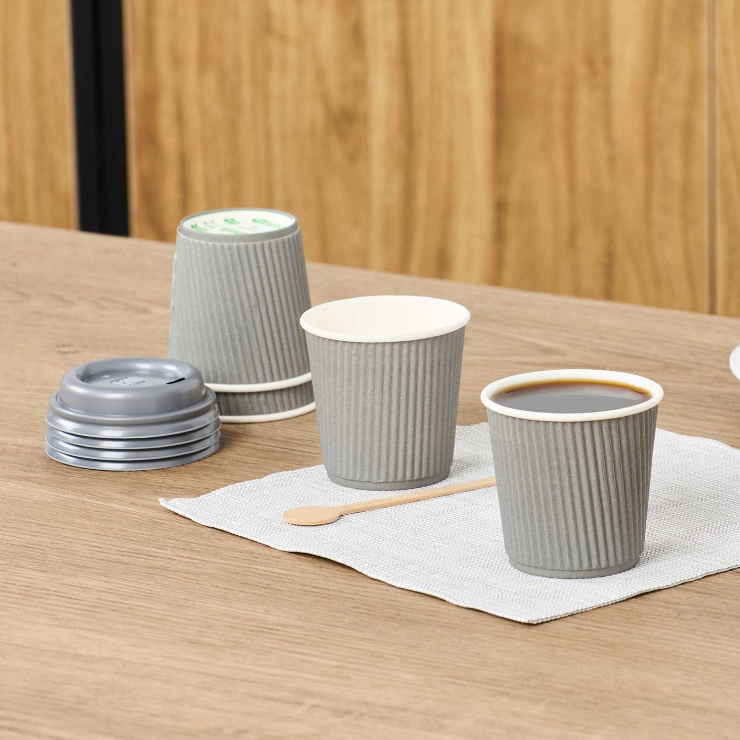 Restpresso 4 oz Gray Paper Coffee Cup - Ripple Wall - 2 1/2" x 2 1/2" x 2 1/4" - 25 count box
