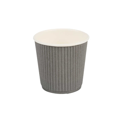 Restpresso 4 oz Gray Paper Coffee Cup - Ripple Wall - 2 1/2" x 2 1/2" x 2 1/4" - 25 count box