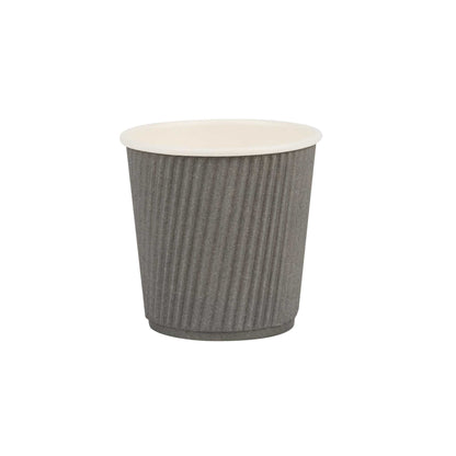 Restpresso 4 oz Gray Paper Coffee Cup - Ripple Wall - 2 1/2" x 2 1/2" x 2 1/4" - 25 count box