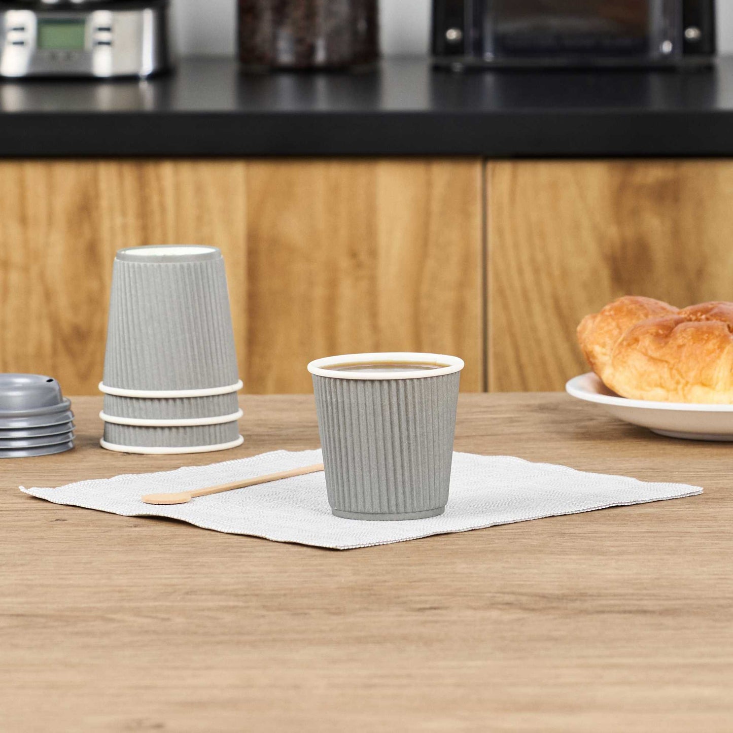 Restpresso 4 oz Gray Paper Coffee Cup - Ripple Wall - 2 1/2" x 2 1/2" x 2 1/4" - 25 count box