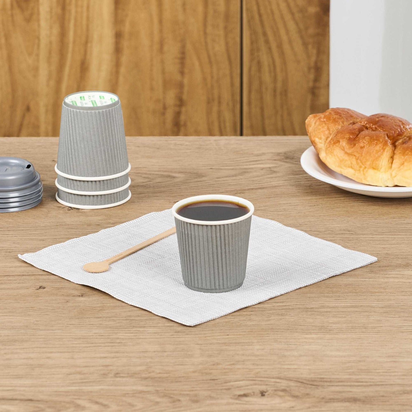 Restpresso 4 oz Gray Paper Coffee Cup - Ripple Wall - 2 1/2" x 2 1/2" x 2 1/4" - 500 count box