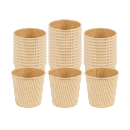 Restpresso 4 oz Kraft Paper Coffee Cup - Ripple Wall - 2 1/2" x 2 1/2" x 2 1/4" - 25 count box