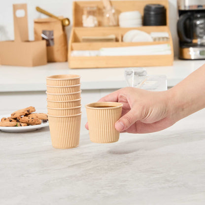 Restpresso 4 oz Kraft Paper Coffee Cup - Ripple Wall - 2 1/2" x 2 1/2" x 2 1/4" - 25 count box