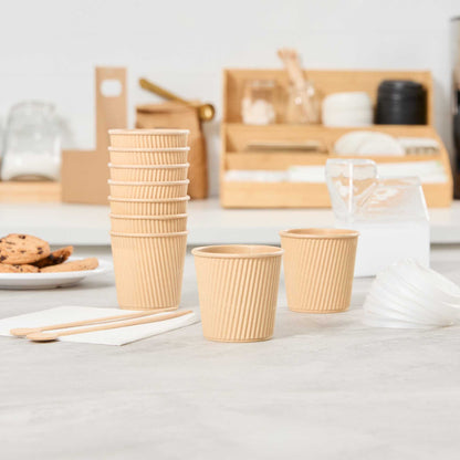Restpresso 4 oz Kraft Paper Coffee Cup - Ripple Wall - 2 1/2" x 2 1/2" x 2 1/4" - 25 count box