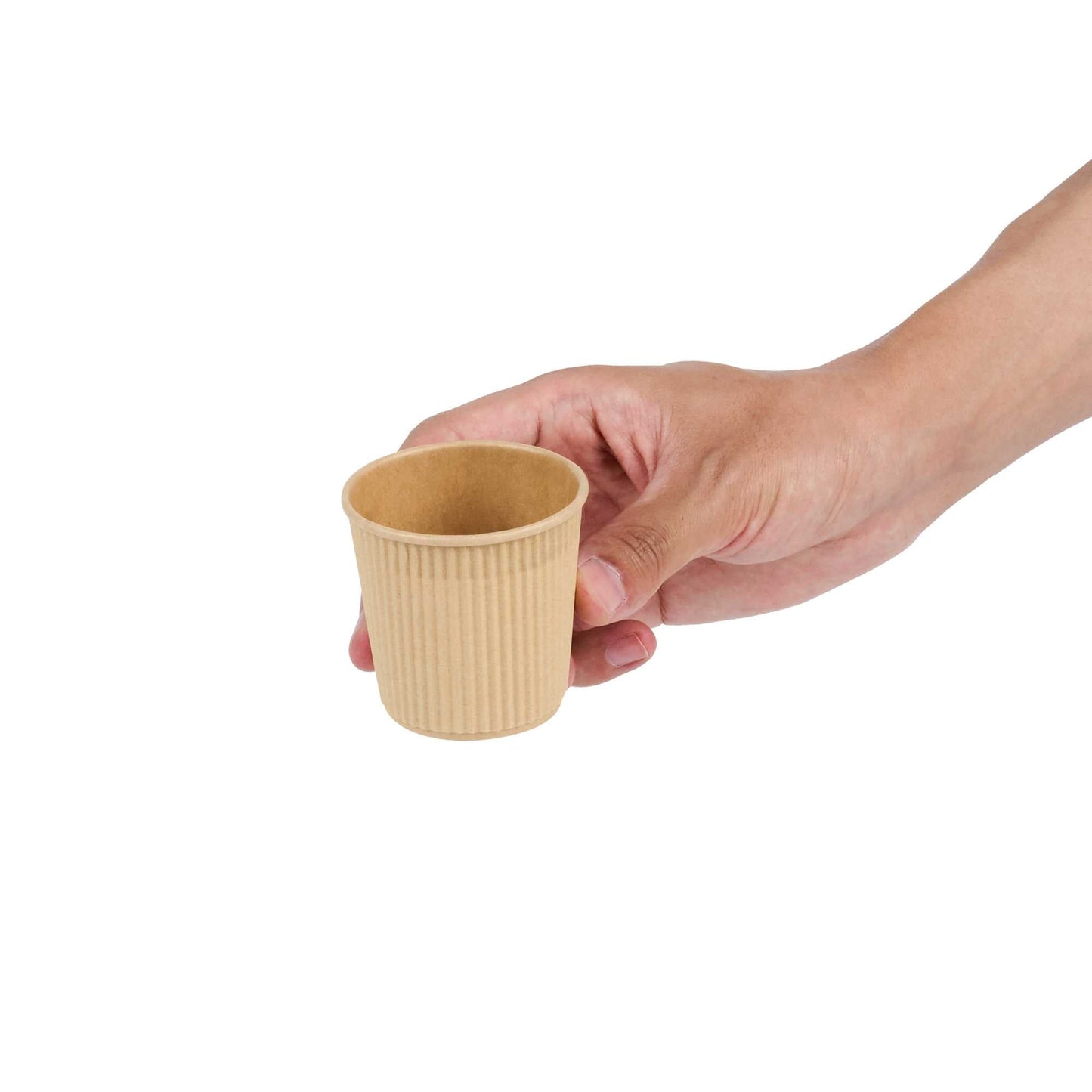Restpresso 4 oz Kraft Paper Coffee Cup - Ripple Wall - 2 1/2" x 2 1/2" x 2 1/4" - 500 count box