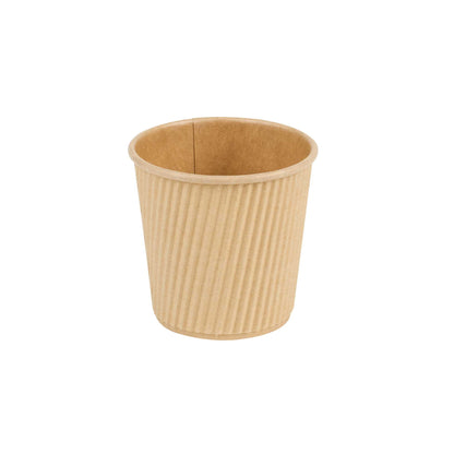 Restpresso 4 oz Kraft Paper Coffee Cup - Ripple Wall - 2 1/2" x 2 1/2" x 2 1/4" - 500 count box