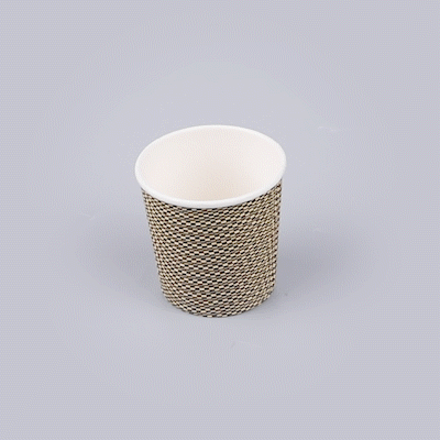 Restpresso 4 oz Mocha Pin Check Paper Coffee Cup - Spiral Wall - 2 1/2" x 2 1/2" x 2 1/4" - 25 count box