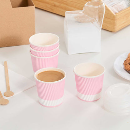 Restpresso 4 oz Light Pink Paper Coffee Cup - Ripple Wall - 2 1/2" x 2 1/2" x 2 1/4" - 500 count box