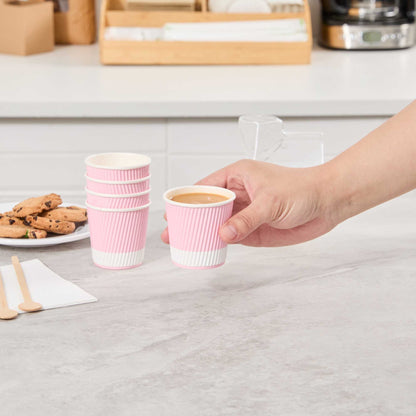 Restpresso 4 oz Light Pink Paper Coffee Cup - Ripple Wall - 2 1/2" x 2 1/2" x 2 1/4" - 500 count box