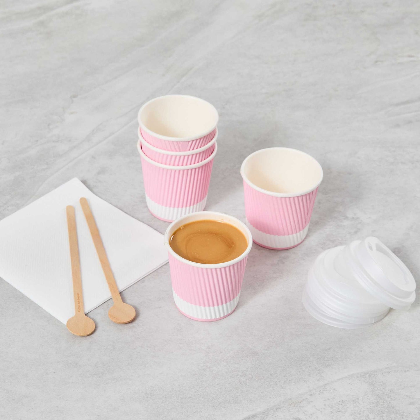 Restpresso 4 oz Light Pink Paper Coffee Cup - Ripple Wall - 2 1/2" x 2 1/2" x 2 1/4" - 500 count box
