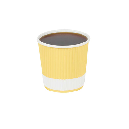 Restpresso 4 oz Light Yellow Paper Coffee Cup - Ripple Wall - 2 1/2" x 2 1/2" x 2 1/4" - 25 count box