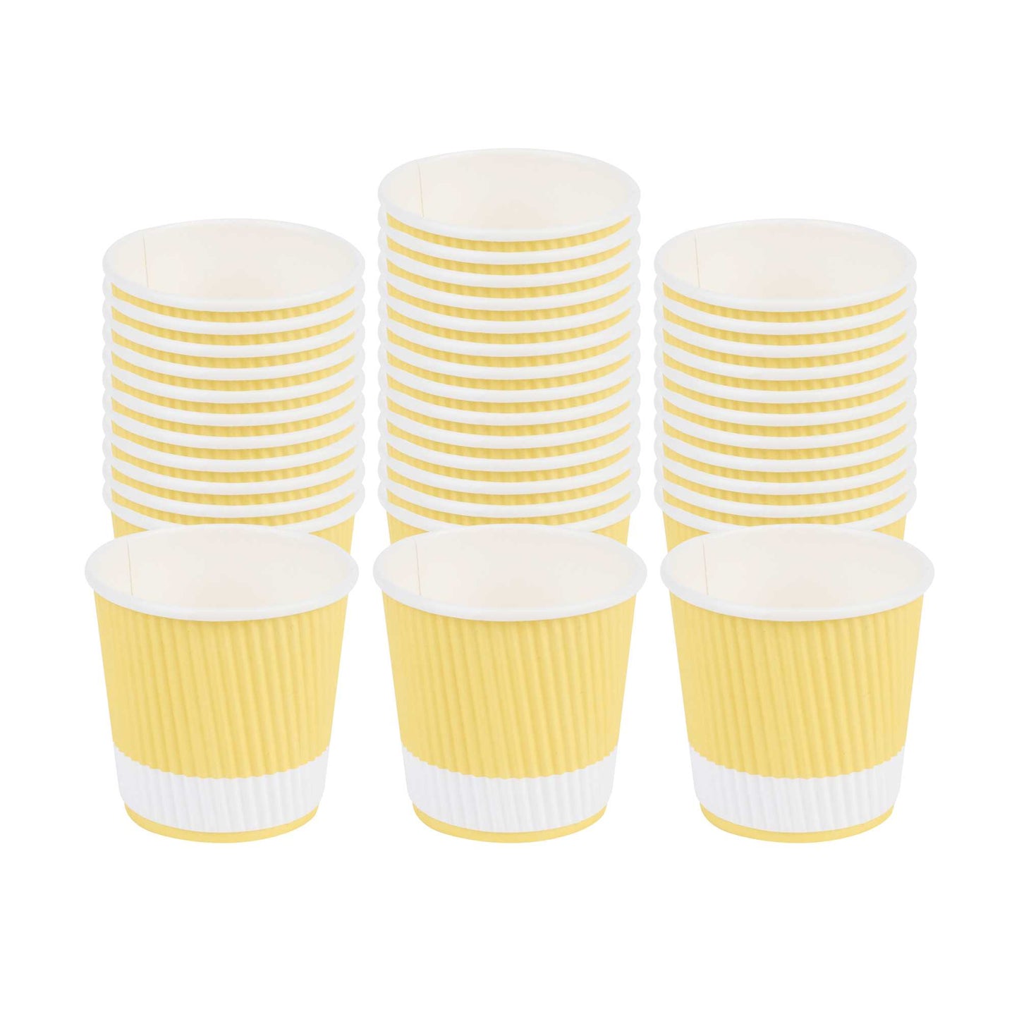 Restpresso 4 oz Light Yellow Paper Coffee Cup - Ripple Wall - 2 1/2" x 2 1/2" x 2 1/4" - 25 count box