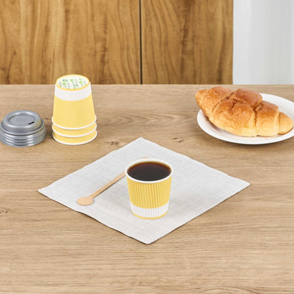 Restpresso 4 oz Light Yellow Paper Coffee Cup - Ripple Wall - 2 1/2" x 2 1/2" x 2 1/4" - 25 count box