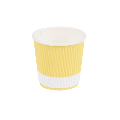 Restpresso 4 oz Light Yellow Paper Coffee Cup - Ripple Wall - 2 1/2" x 2 1/2" x 2 1/4" - 500 count box