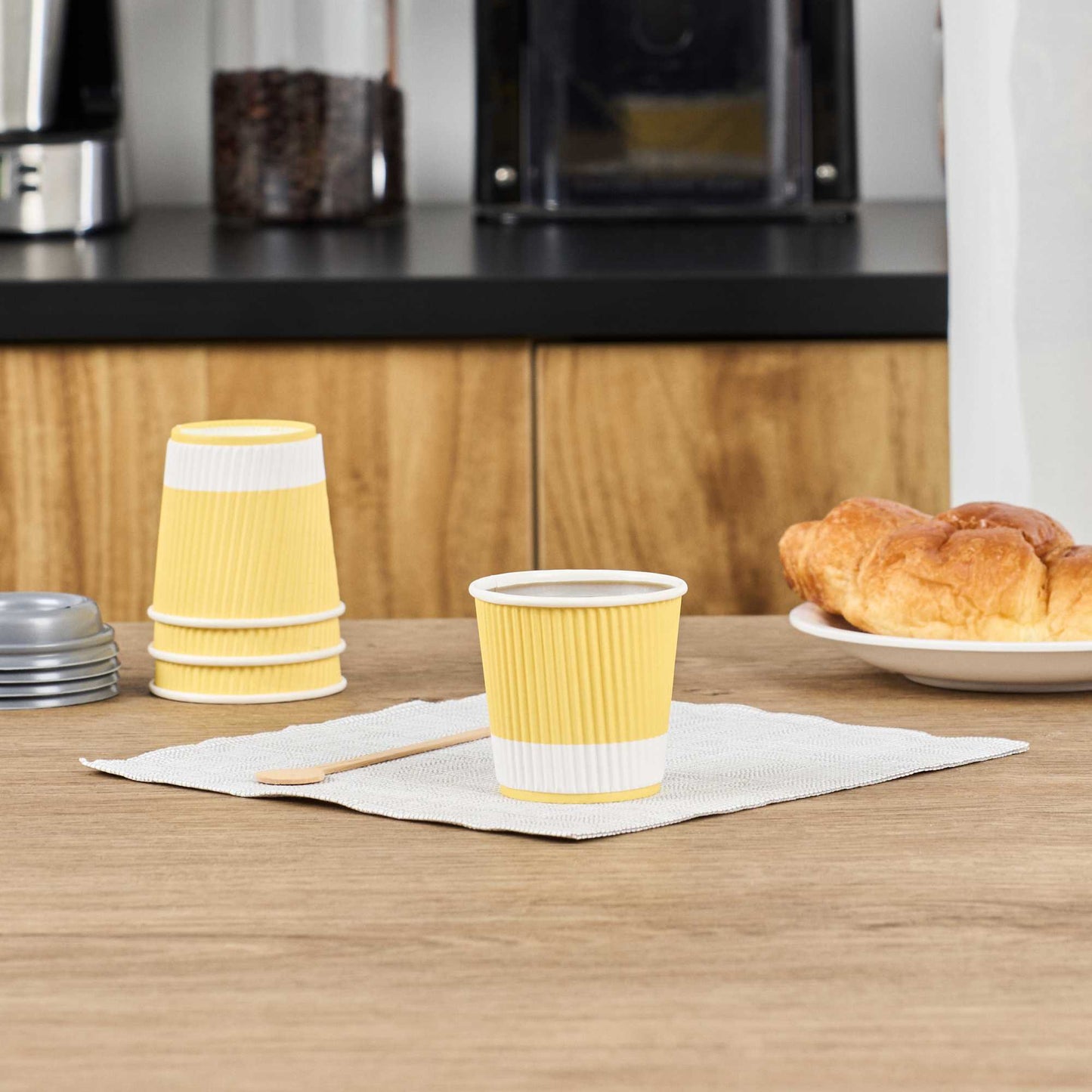Restpresso 4 oz Light Yellow Paper Coffee Cup - Ripple Wall - 2 1/2" x 2 1/2" x 2 1/4" - 500 count box
