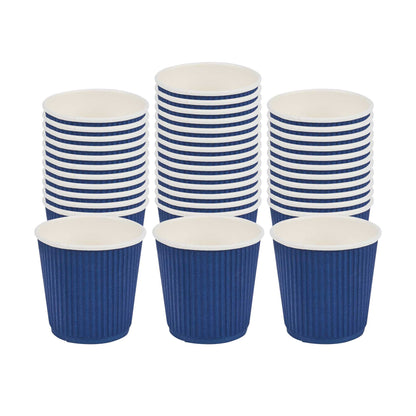 Restpresso 4 oz Midnight Blue Paper Coffee Cup - Ripple Wall - 2 1/2" x 2 1/2" x 2 1/4" - 500 count box