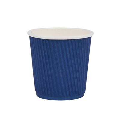 Restpresso 4 oz Midnight Blue Paper Coffee Cup - Ripple Wall - 2 1/2" x 2 1/2" x 2 1/4" - 25 count box