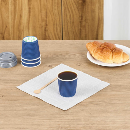 Restpresso 4 oz Midnight Blue Paper Coffee Cup - Ripple Wall - 2 1/2" x 2 1/2" x 2 1/4" - 25 count box
